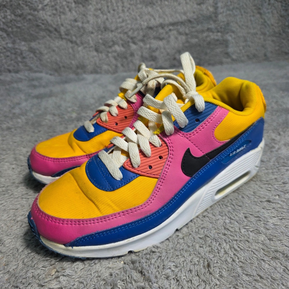 Nike Air Max 90 Pink Blue Yellow Colorblock Sneakers 6Y EU 38.5 W 7.5 Retro‎